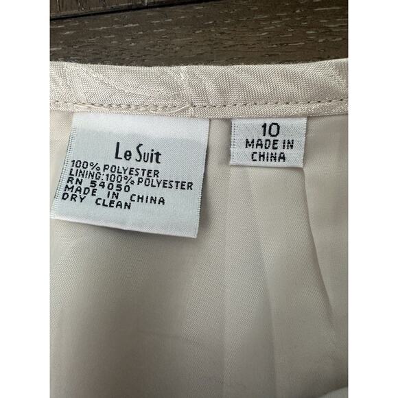EUC Le Suit 2 Piece Blazer Skirt Set Light Gold Champagne Shimmer Design Size 10 - Picture 5 of 16